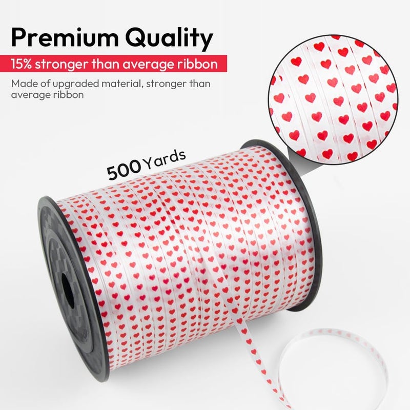 HimBen 500 Yards Curling Ribbon for Gift Wrapping, 3/16" Balloon String for Christmas Valentine Birthday Wedding Party Festival Decoration, Crafts, Flower Bouquet(Red Heart) - Image 2